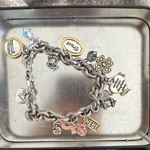 Brighton Silver Bracelet with Gold and Crystal Charms